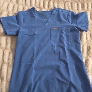 Figs Classic Blue V-Neck Scrub Top